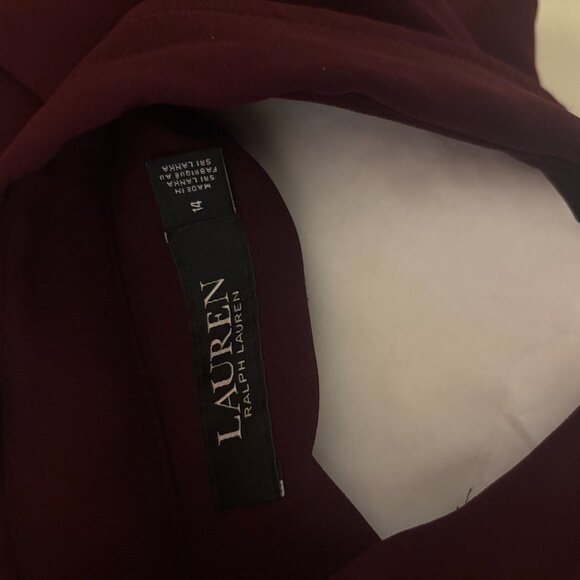 Lauren Ralph Lauren Dress Women’s Long Belted Shirt Dress Burgundy size 14 - Picture 3 of 3
